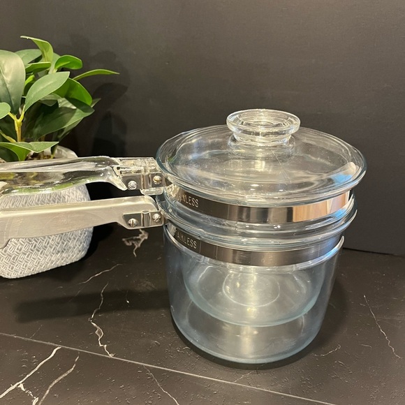 🩶 PYREX USA Double Boiler – Rare Metal Handle – 3 pieces - Picture 5 of 12